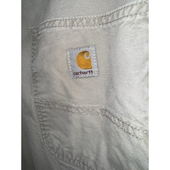 Carhartt Mens 34 X 34 Tan Cargo Work Pants Original Dungaree Fit B260 Relaxed - Picture 1 of 7